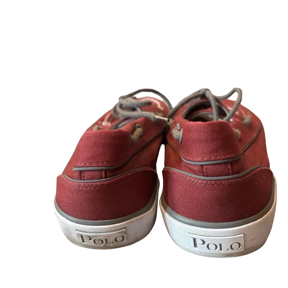 Polo Ralph Lauren Mens Lander P Burgundy Canvas Boat Shoes Sneakers Size 11.5 D